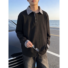 现货！春季新款假两件卫衣T恤上衣EX51001-65%涤纶35%棉特批45，男装T恤，电商A061