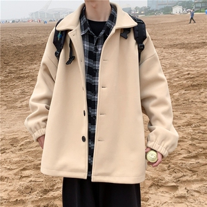 N2070/P75秋冬新款毛呢大衣学生宽松休闲大码呢子外套夹克男控98图片