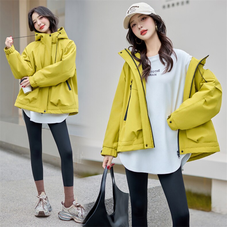冲锋衣夹棉外套女2025冬季新款厚款连帽棉袄宽松休闲时尚大衣，女装棉衣/棉服，梦懿尔