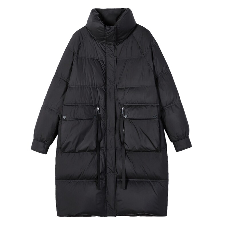 2020冬装新款简约时尚中长款羽绒服保暖外套纯色,女装羽绒服,依万里