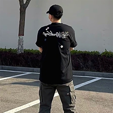 万针全刺绣工艺抖音得物高品质260克重磅纯棉双纱美式高街短袖T恤，男装T恤，电商A486