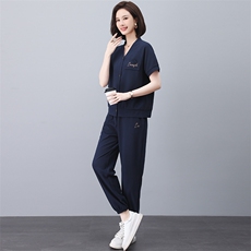 中年妈妈运动服套装洋气2025新款中老年女夏季薄款外套休闲两件套，女装套装/套裙，忆绮罗