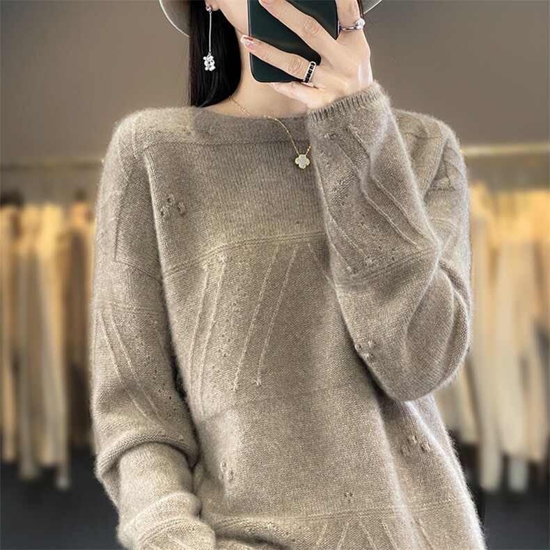 2024新款美丽诺羊毛衫女针织打底衫套头时尚衫洋气毛衣,女装羊毛衫,蒙莲贝斯