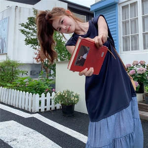 夏季新款韩版宽松显瘦百搭无袖背心连衣裙女中长款裙子图片