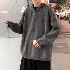 针织衫男韩版潮流高街帅气连帽2024冬季新款ins宽松毛衣MZ143-P51，男装针织衫/毛衣，星座412-2