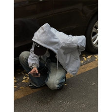自家图，博主风cleanfit垫肩设计感双拉链卫衣男解构风WYB05-P58，男装卫衣，星座1007（原301D）