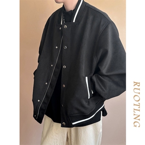秋冬毛呢棒球服潮牌宽松休闲呢子外套夹克-AJ23058-P115图片