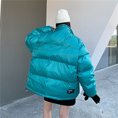 EQ331覆膜亮面冬季立领棉衣男女情侣装2024新款棉服宽松版型外套，女装棉衣/棉服，电商C306-1