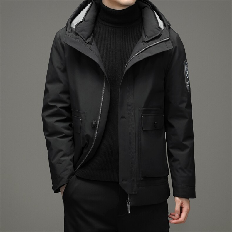男士冬季纯色连帽羽绒服鸭绒厚款保暖休闲外套男装ZELD9841-P335,男装羽绒服,电商B212（原钱塘6029）