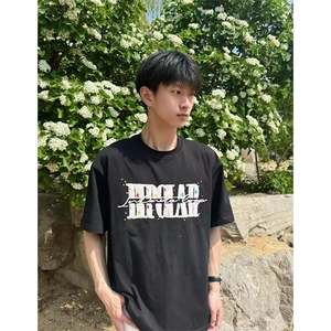 万针全刺绣工艺抖音得物高品质260克重磅纯棉双纱美式高街短袖T恤图片