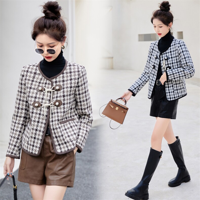 现货主推秋冬新款修身显瘦香风气质休闲流行优雅皮套装百搭两件套，女装套装/套裙，丽美静依