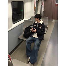 【档口现货】DJM801-批75羊羔绒翻领棉服男冬季加绒加厚慵懒外套，男装棉衣，星座603-2