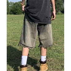 微弹水洗做旧五分裤宽松直筒夏季男青春流行中腰牛仔裤NB162，男装牛仔裤，星座1116A（原606A-3）