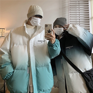 港风情侣 渐变色情侣装男装棉衣宽松棉服冬装加厚外套G1036 P128图片