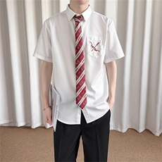 短袖衬衫男女宽松班服刺绣情侣高中毕业照校供感jk学院风DK04，男装T恤，星座208-5