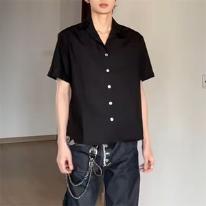 短袖黑色美式轻奢气质感衬衫男装2025年新款夏季高级感百搭衬衣潮图片