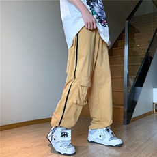美式复古休闲工装裤男夏季设计感小众oversize直筒阔腿裤子，男装休闲裤，星座716-3