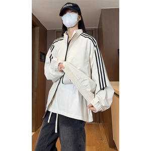 光板 得物\唯品\抖音二开 条纹织带拼接翻领冲锋衣夹克F2580特P55图片