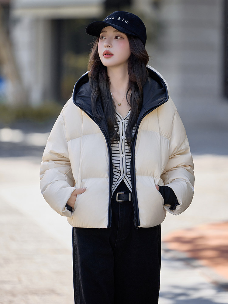 水衣源2783款短款连帽加厚保暖面包服茧形羽绒外套女,女装羽绒服,水衣源