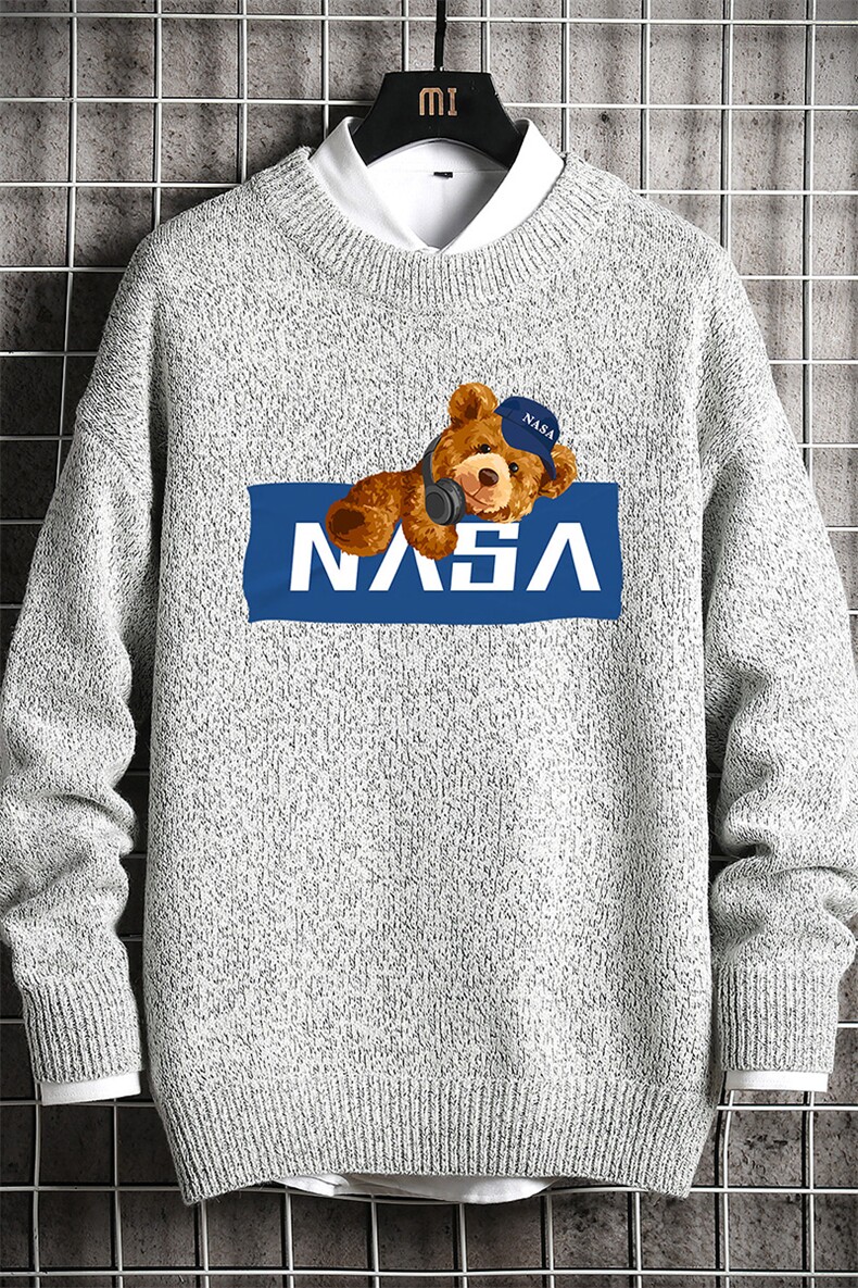 NASA加厚加绒毛衣男大码毛线衣男针织衫M19247-P45加绒款-P65网格,男装针织衫/毛衣,电商A040A