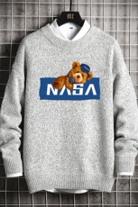 NASA加厚加绒毛衣男大码毛线衣男针织衫M19247-P45加绒款-P65网格，男装针织衫/毛衣，电商A040A