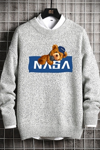 NASA加厚加绒毛衣男大码毛线衣男针织衫M19247-P45加绒款-P65网格图片