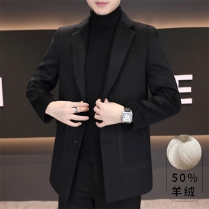 男士毛呢中长款大衣翻领羊毛呢子外套上衣N7917-P180图片