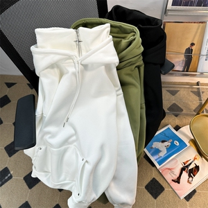 加绒冬款男卫衣连帽假两件高领十字架加厚外套wy101 P50加绒P55图片