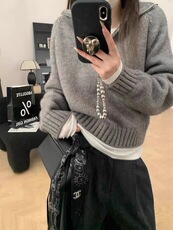 时尚百搭翻v领百搭时尚简约，女装针织衫/毛衣，思途羊绒