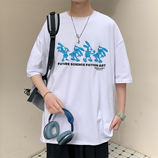 得物抖音40支双纱高品质时尚印花半袖纯棉短袖T恤男女T7229-P40，男装T恤，电商A441-1