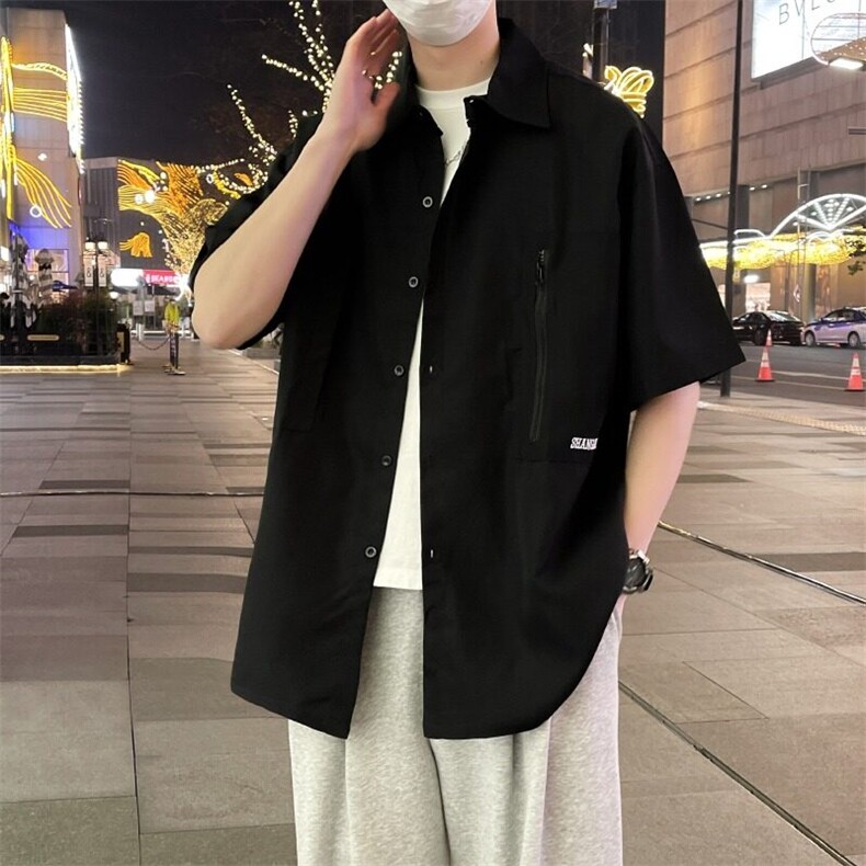 日系工装短袖衬衫男款夏季少年感潮牌休闲衬衣学院风百搭宽松外套,男装衬衫,星座218-1（原230）