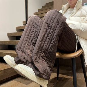 裤子男款秋冬季夹棉加厚直筒羽绒棉裤宽松休闲阔腿东北防寒滑雪裤图片