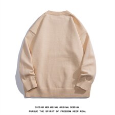 白底22秋冬ins潮趣味小女孩设计感圆领保暖套头毛衣M1055P50控68，男装针织衫/毛衣，电商A247-1