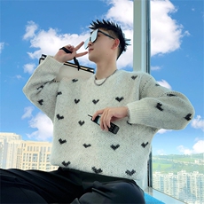 AM307/P88控118秋冬季社会小伙宽松韩式潮流保暖打底毛衣男米白首，男装T恤，星座305B-1