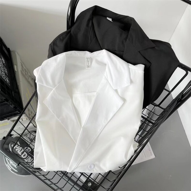夏季小众帅气短袖衬衫男士轻熟风垂感免烫西装领半袖衬衣XC48P28,男装衬衫,星座1116-2