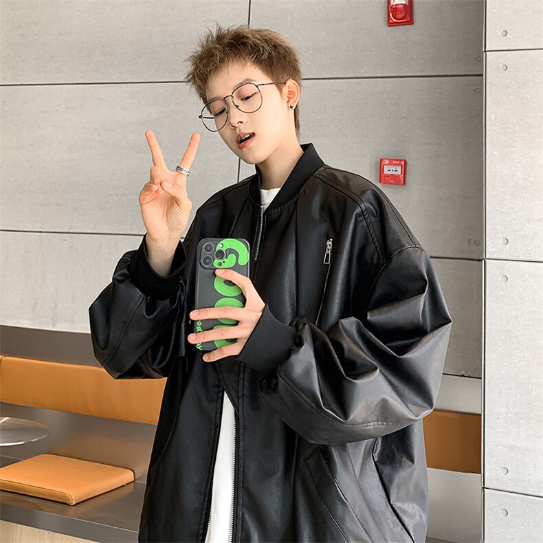 PU皮夹克多拉链设计感假两件皮外套DY2317-特P80,男装夹克,星座1213