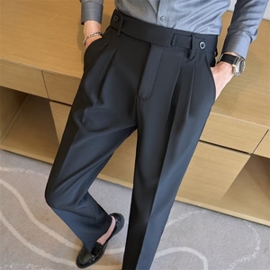 小西裤男九分修身直筒休闲裤男士高级垂感黑色西装长裤子潮 KA507图片