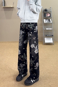 B221 美式ins高街小众印花宽松直筒牛仔裤 LK25430-特P50控88图片