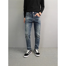 1506-1/KG6241/P50牛仔裤男修身小脚新款时尚潮流百搭水洗蓝色，男装牛仔裤，星座1506-1