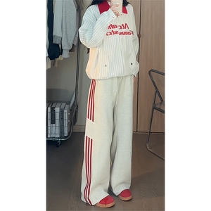 春季薄款美式条纹三条杠运动卫裤直筒休闲长裤 C62172-TP30不图片