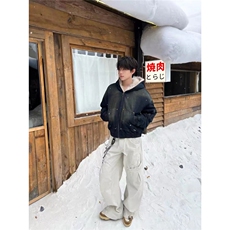 美式连帽牛仔棉服男女水洗重磅座山雕毛领复古加绒加厚夹克外套潮，男装夹克，四季星座505