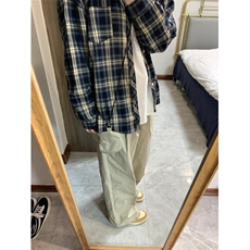 美式蓝色格子长袖衬衫男士衬衣内搭宽松休闲外套C8208，男装衬衫，星座1116A（原606A-3）