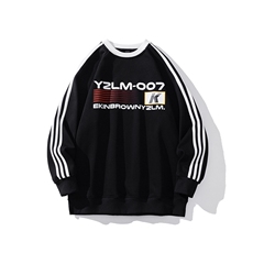 1港风字母印花图案袖子三杠织带大码M-5XL卫衣男WY77762P48控68，男装卫衣，星座226-2