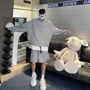 夏季薄款防晒衣五分短裤两件套装青少年户外休闲运动服TZ114p55图片