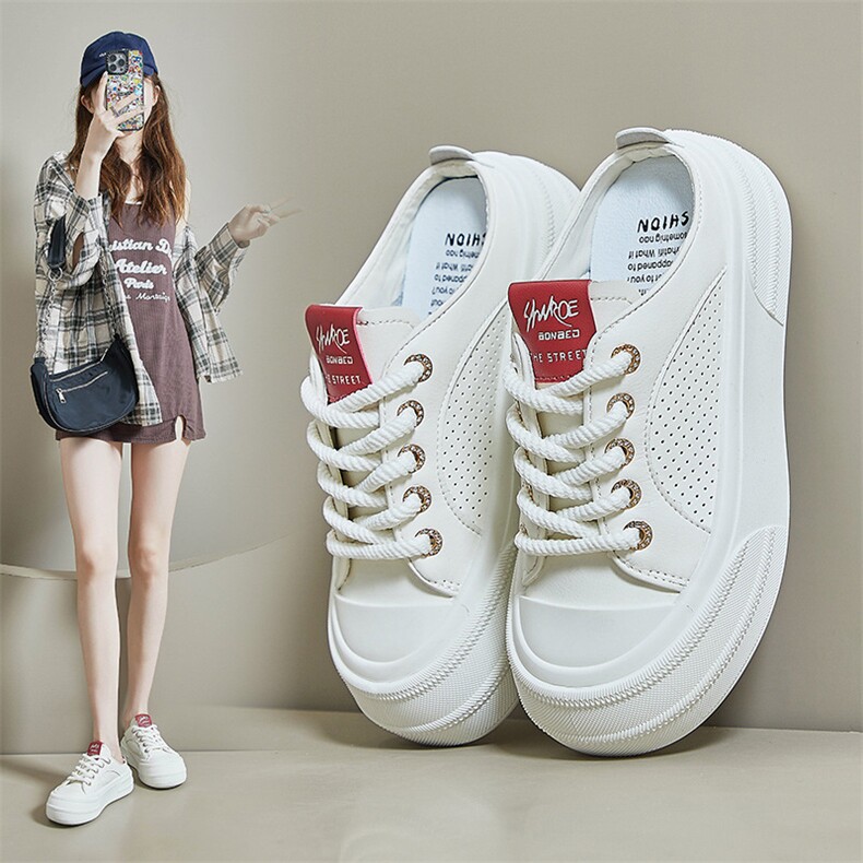 2024夏季ins新款一脚蹬小白鞋女镂空透气学生板鞋休闲鞋，女鞋拖鞋，星座1407-3