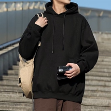 连帽卫衣男2024春秋季宽松纯色男士上衣运动秋冬套头衫潮，男装卫衣，星座410-7