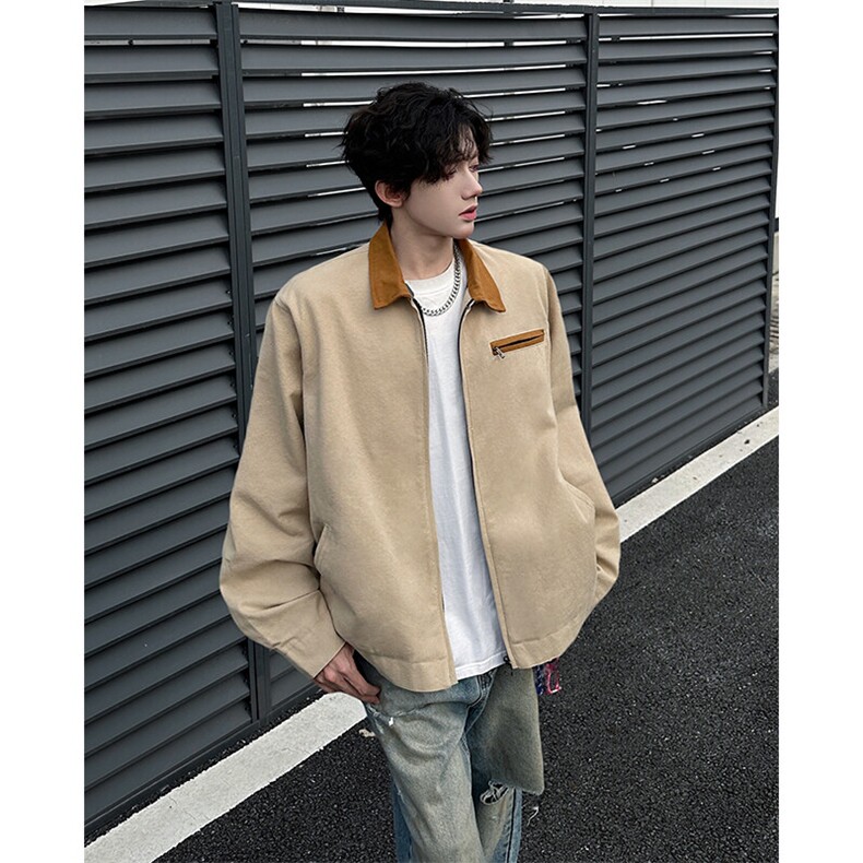 8XL-M春季水洗帆布短款夹克男生vintage美式复古工装外套JK003P98,男装夹克,电商B312