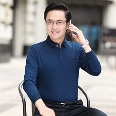 爸爸秋装上衣t恤长袖中年男士夏季打底衫厚款中老年人爷爷春秋款，男装T恤，电商B212（原钱塘6029）