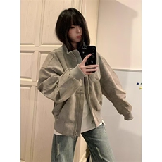 夹克复古扎染皮衣外套男秋冬款拼接飞行员加绒棒球服JG114，男装夹克，星座1116A（原606A-3）