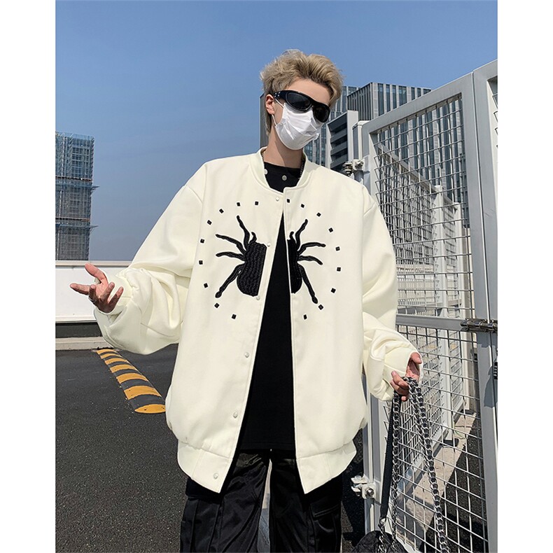2025秋装潮美式街头蜘蛛刺绣夹克棒球服情侣外套A025-Y46-P70,男装夹克,电商A025